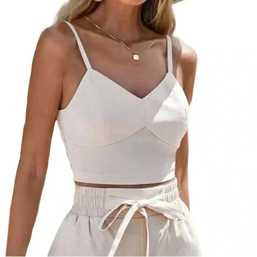 SHEIN crop top linen stretch back size XS